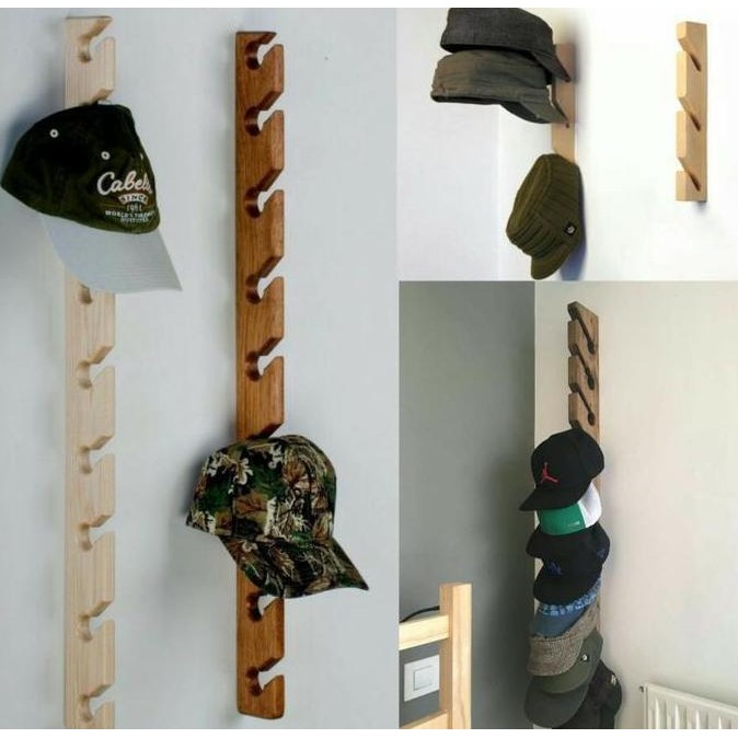 rak topi kayu/hanger/display topi/gantungan topi