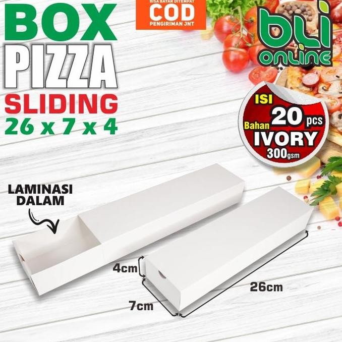 Box Pizza Sliding POLOS 26 x 7 x 4 / isi 20pcs / Box Pizza Panjang / Box Pizza persegi / Kotak Pizza