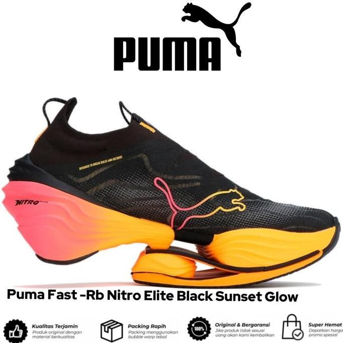 Sepatu running  Puma Fast -Rb Nitro Elite Black Sunset Glow
