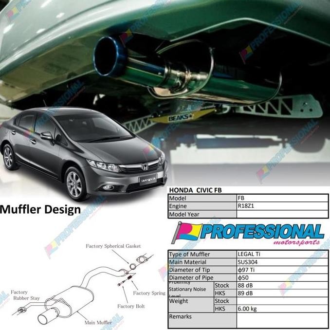 Promo Aksesoris Exhaust Muffler Knalpot HKS LEGAL Ti H. CIvic FB 14+ FB1 FB2 COD