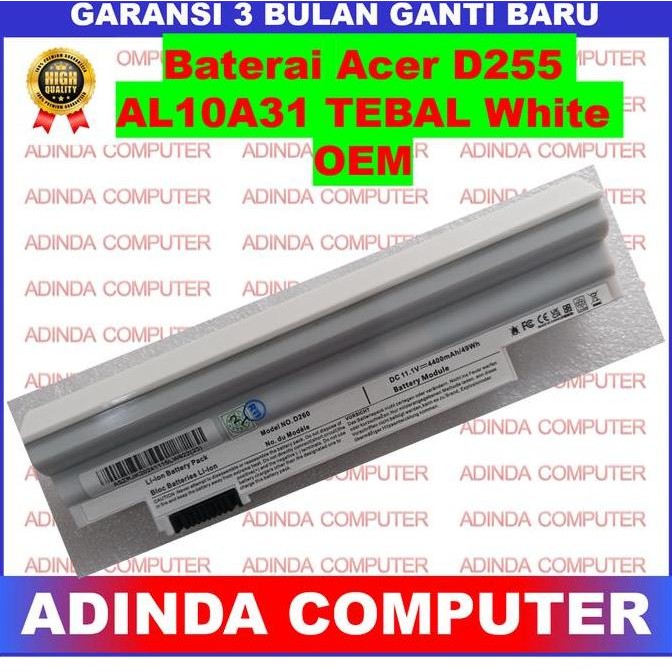 Baterai Acer D255 Aod257 D257 Ao257 527 Aod270 D270 Ao270 270 White