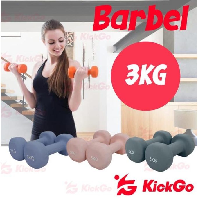 Terlaris Kickgo Barbel 3Kg Barbel 3 Kg Barbel Neoprene Barbel 3Kg Barbel Vinyl Anti Slip Premium