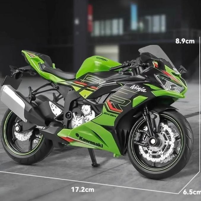 Diecast Motor Kawasaki Ninja ZX-6R ZX6R Skala 1:12 Miniatur Motor Balap