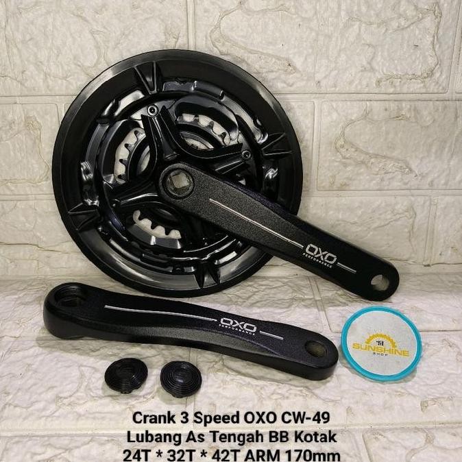 Promo Crank 3 Speed Oxo Cw49 Alloy 42/34/24T Gear Gir Tengah Sepeda Mtb As Tengah Bb Kotak Cod