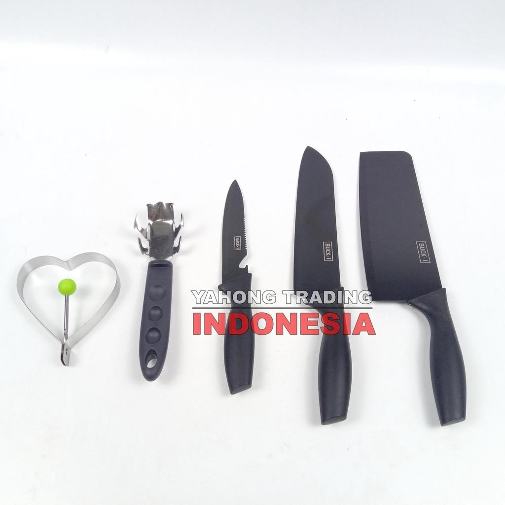 Pisau Dapur Lengkap 5pcs Kitchen Knife Set Buck-I 5 pcs in 1 **
