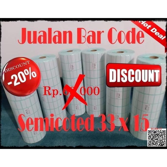 LABEL 33 X 15 (3 LINE) KERTAS STICKER LABEL SEMICOATED 33x15