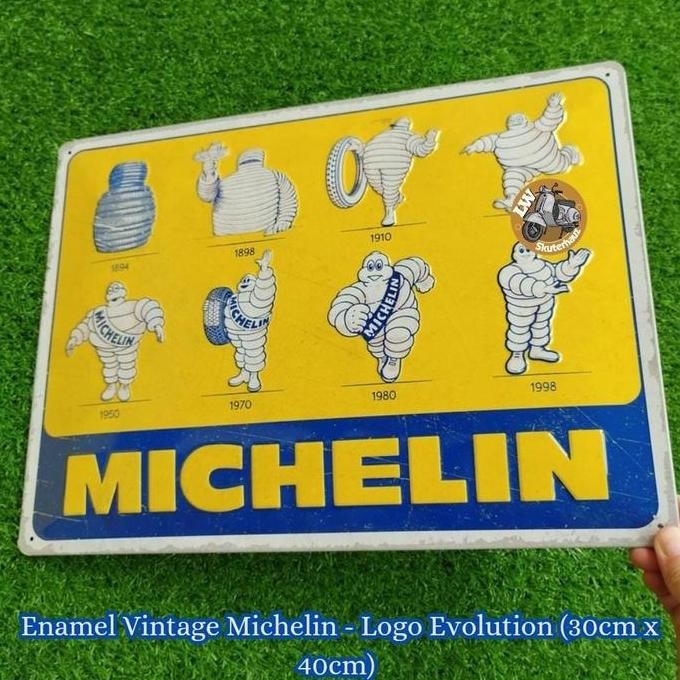 Enamel Vintage Michelin - Logo Evolution  ( 30cm x 40cm )
