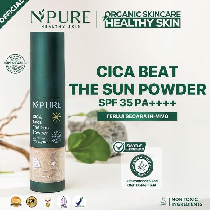 NPURE Cica Beat The Sun Powder Sunscreen Bedak & Brush AS