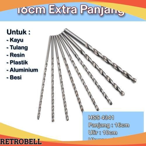 Terlaris Mata bor HSS kayu besi 1mm 2mm 3mm 4mm 5mm 6mm 7mm 8mm panjang 12cm 16cm