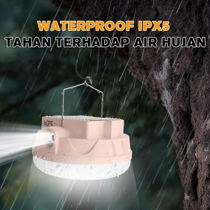 H2S Lampu LED Emergency UFO + Senter HS-Q188 Solar Panel 400w + 50w Baterai Lepas