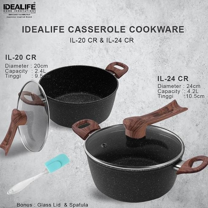 Idealife Casserole Cookware - Panci Casserole ( 24Cm ) Il-24Cr