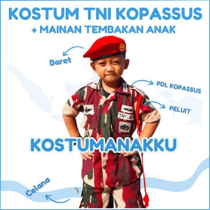 [Kostumanakimut] Kostum Anak Loreng Tni Kopassus-Baju Tni Kopassus Anak Lengkap Mainan Anak