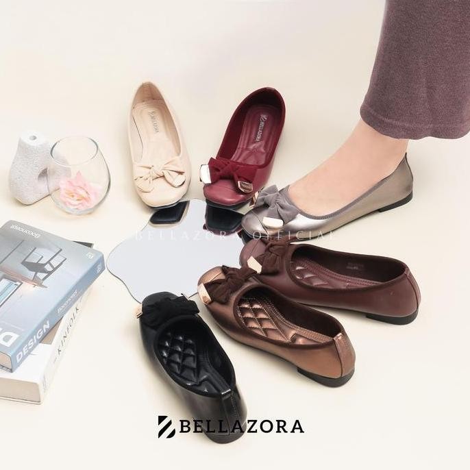 Promo BELLAZORA-pansus korean style wanita/flat shoes coklat/sepatu flatshoes wanita korea Elegant H