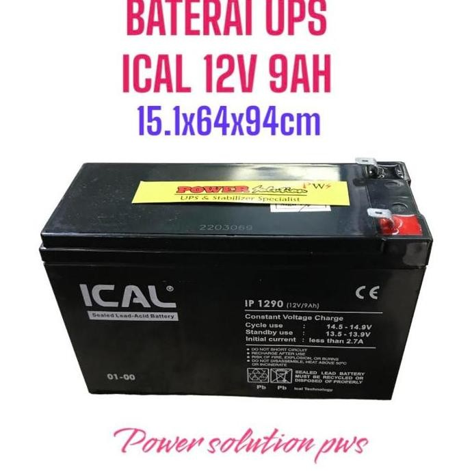 AKI BATERAI UPS ICA 12V 9 AH. BATTERY COMPATIBLE FOR UPS APC PROLINK Murah