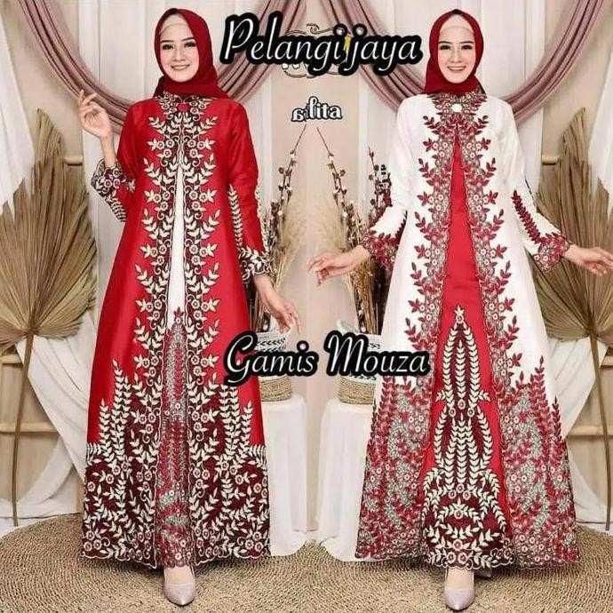 Gamis Mouza Taffeta Bordir Ori By Pelangi Jaya Size M-Xxl