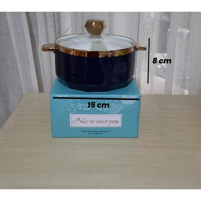 Panci Keramik Tutup Kaca Glaze Gold 4 Warna