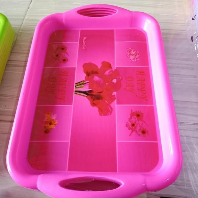 Baki besar hijau dan pink, nampan gelas,baki murah,nampan plastik,ceper plastik