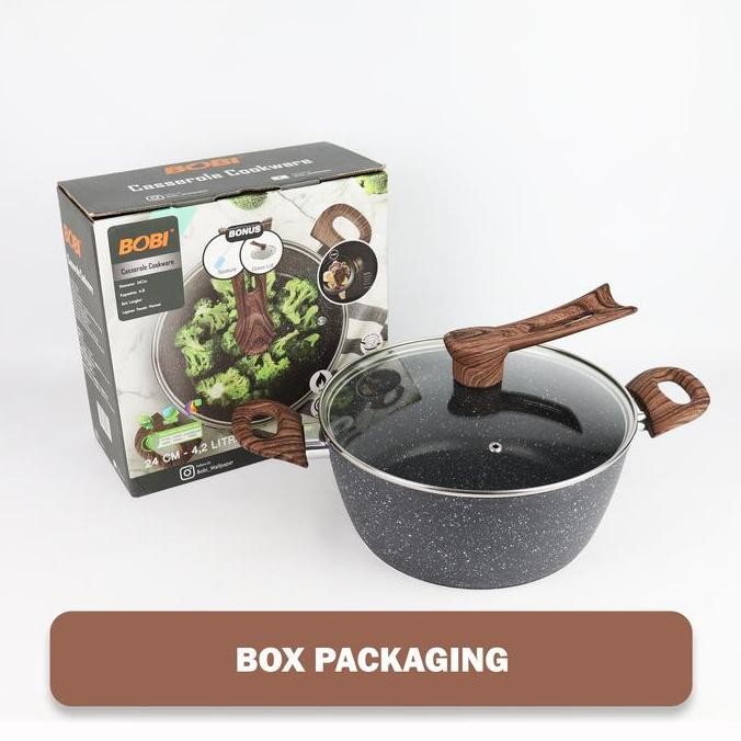 Panci Wajan Set Lapisan Granit Anti Lengket Dengan Tutup Kaca Panci Wajan Penggrengan