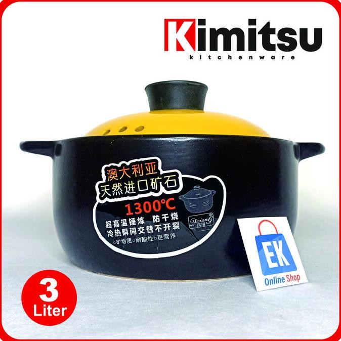 Panci Keramik Tahan Api 3 Liter Kimitsu Q8806-11 | Panci Casseroles | Panci Obat | Panci Sapo | Panc