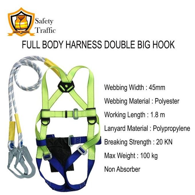 Full Body Harness Double Big Hook / Safety Body Harness Double Big Hook Lanyard