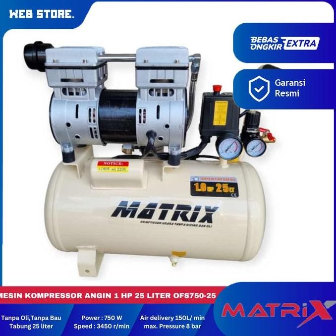 BELLYARD Kompresor Angin Listrik Oilless 1pk-1HP-25LT OFS750-25 MATRIX