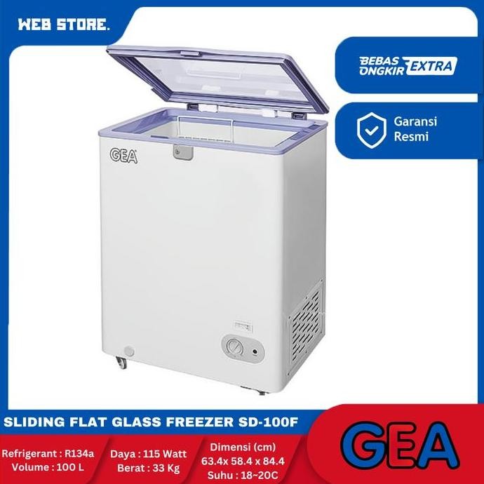 NANSO Sliding Flat Glass Freezer 100 Liter Kaca Datar SD-100F GEA