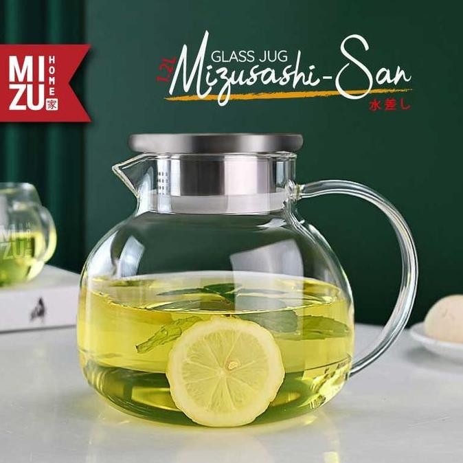 Mizu Mizusashi-San Glass Jug Teko Kaca Borosilikat Teko Air Minum Teko Teh Teko Kopi Teko  Minimalis