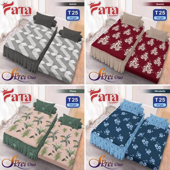Fata Premier SPREI BEST SORONG T25 Sarung Bed Cover Double 120x200 cm MICROTEXadem Lembut & Tidak Lu