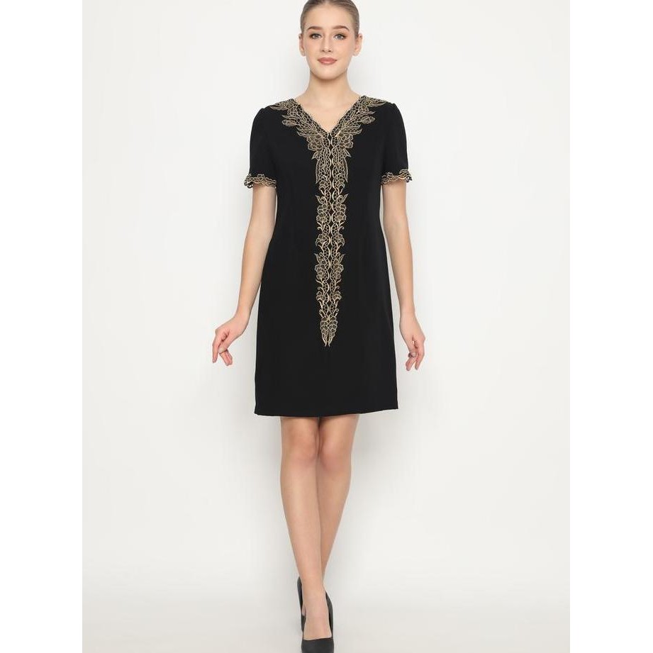 Lyne Halim Dress Black Bordir Solo , 8175 Big Size
