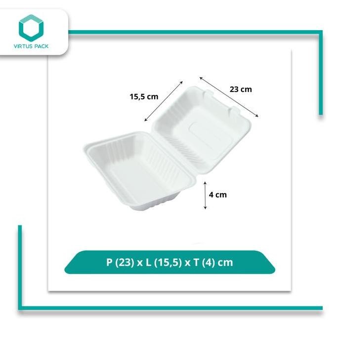 Virtuspack/ Eco Friendly / Lunch Box / Food Box / Bagasse 9" / 125 pcs