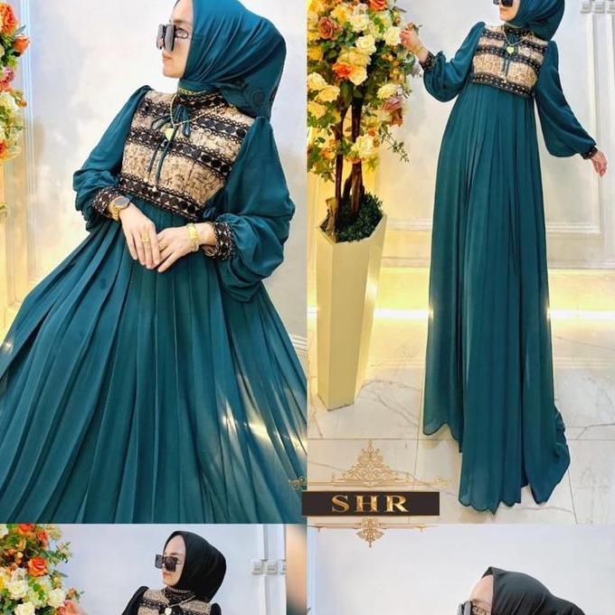 New Shr Maxi Dress Ceruty Full Puring Mix Katun Bordir Renda Ori Shr 100% Gamis