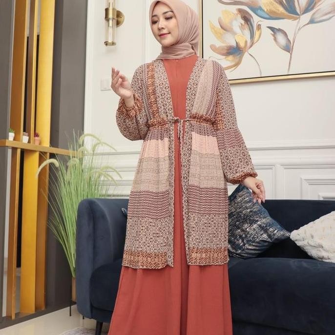 New Set Gamis Yasmin Ceruti Motif Plisket Gies Wanita Formal Muslim Nyaman Outer Panjang Ceruty Simp