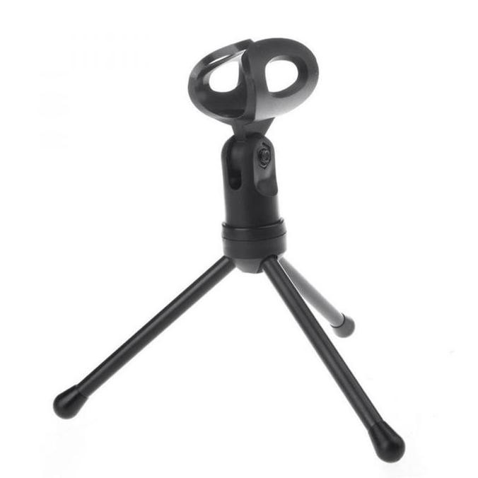 Condenser Microphone with Mini Tripod - Mikrofon Mic + Stand kecil untuk Handphone PC Komputer
