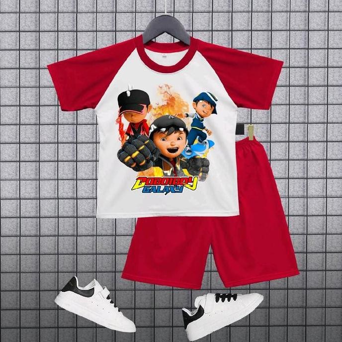 DY83 - KAOS SETELAN ANAK KOMBINASI UNTUK USIA 1-10THN GAMBAR BOBOI GALAXI TINJU