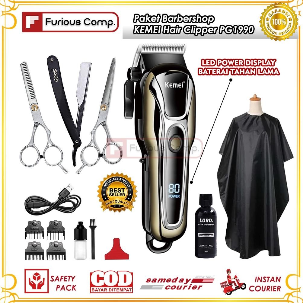 Profesional Hair Clipper Mesin Cukur Rambut KEMEI Barbershop Pangkas Gunting Rambut Lengkap