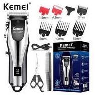 Kemei KM-2619 Professional Hair Cliper Display LCD Hair Clipper Elektrik Cukur Mesin Silver Sisir - 