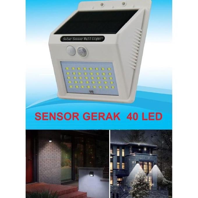 ENRIO- LAMPU 40 LED - 5 WATT TENAGA SURYA - SENSOR OPTIK & WATERPROOF
