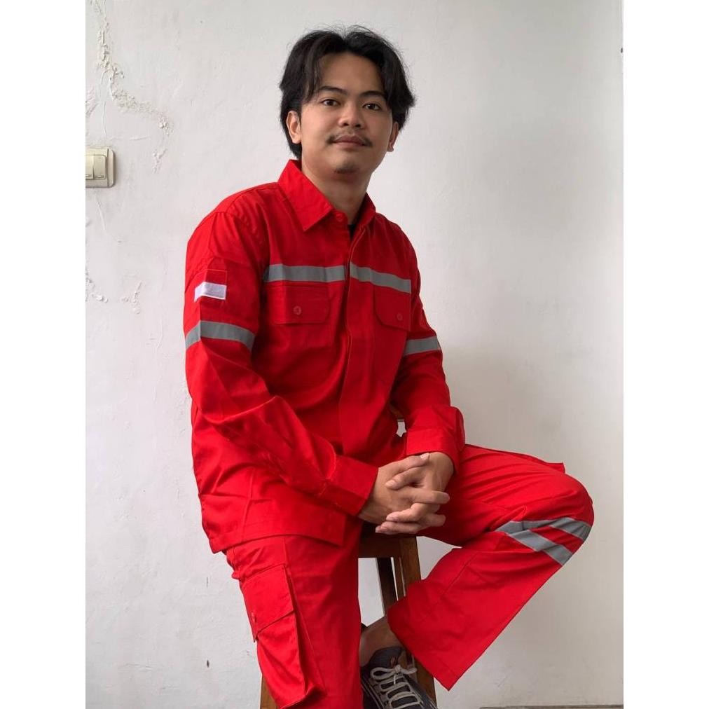 Ready!! Baju Pertamina 1 STEL Baju Wearpack Merah Kemeja Safety Kerja Lapangan Seragam Lengan panjan