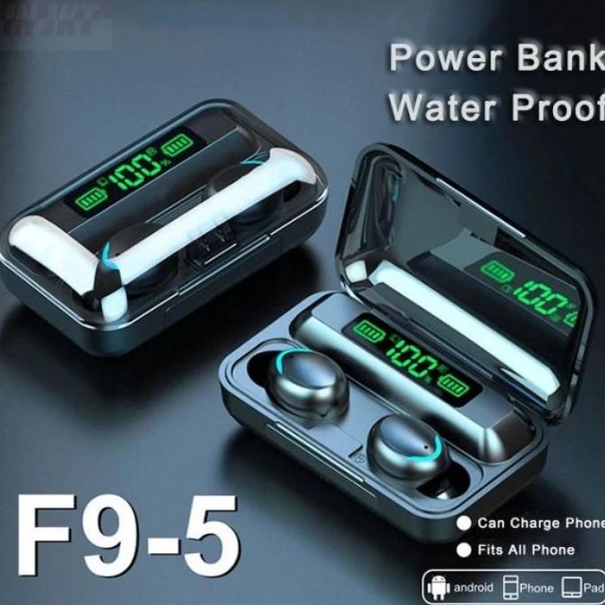 HEADSET BLUETOOTH TWS F9-5 EARPHONE HEADSET BLUETOOTH SMART DISPLAY WITH POWER BANK