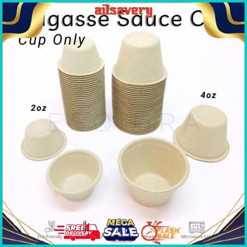 New (CUP SAJA)  Bagasse Sauce Cup 25pcs / 2oz, 4oz, 5oz