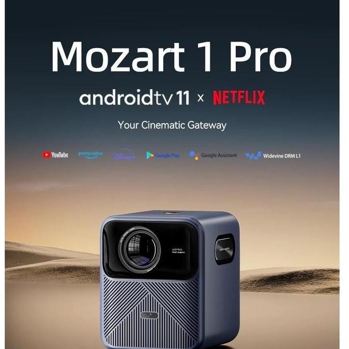 DV176 - WANBO MOZART 1 PRO - Smart Android Projector 900 ANSI Lumens - Support Auto Fokus