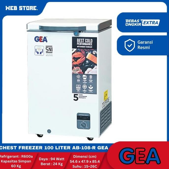 CORVUS Mesin Pembeku Makanan Kapasitas 100 L Chest Freezer AB-108-R GEA