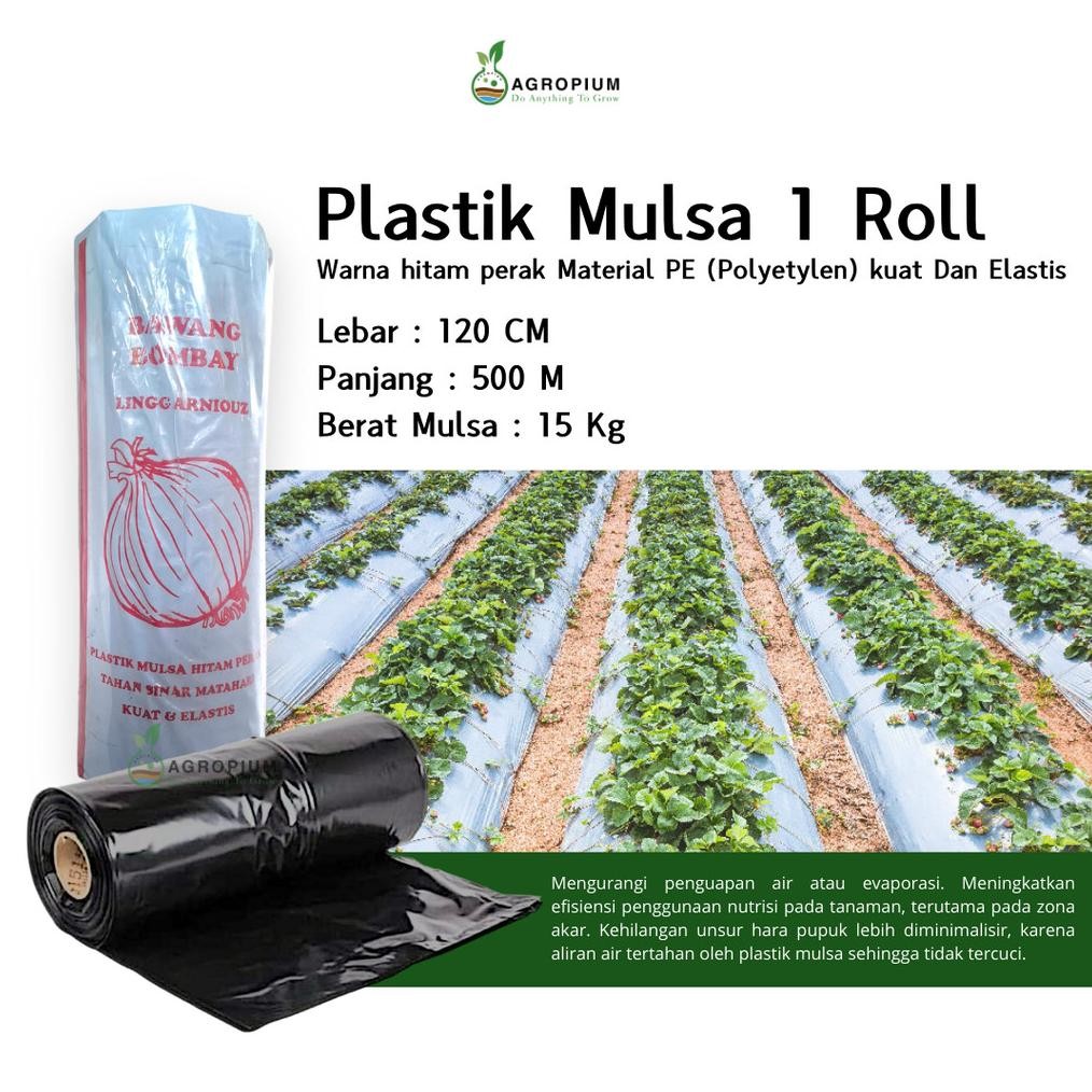 EDELWEIS- Plastik Mulsa Hitam Perak Plastik Perkebunan 1 Roll Lebar 120 Cm 500 Meter