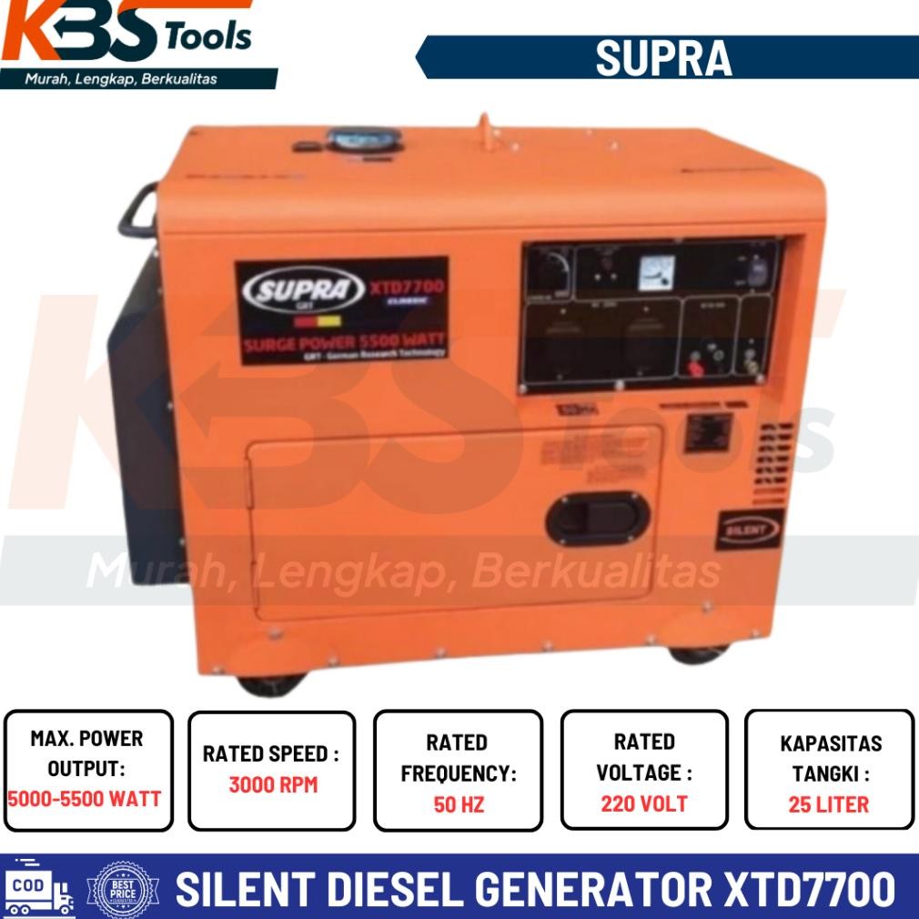 albertGokil Mesin Genset Supra 5000 Watt XTD7700 Silent Diesel Generator 5000W