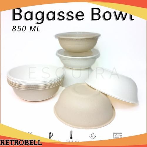 New Bagasse Bowl / Disposable Bowl / Mangkok Take Away 850 ml / 10 Pcs / BG850