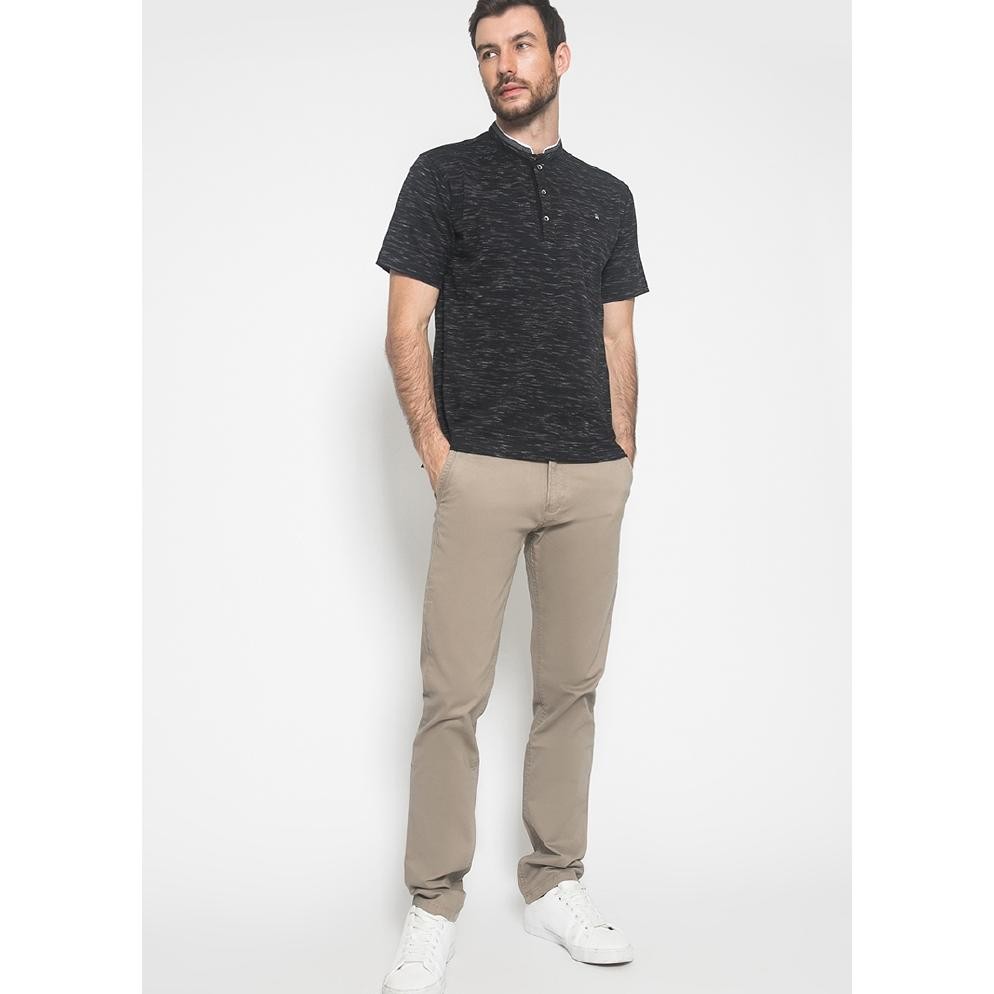 LGS - Kaos Casual - Kaos Pria - Kaos Kerah - Kaos Hitam - Regular Fit - CTS.221.M2929.02.C