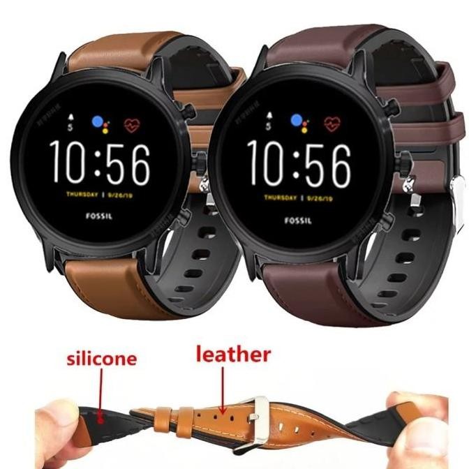 STRAP TALI JAM LEATHER KULIT RUBBER FOR FOSSIL SMARTWATCH GEN 4 5 22MM