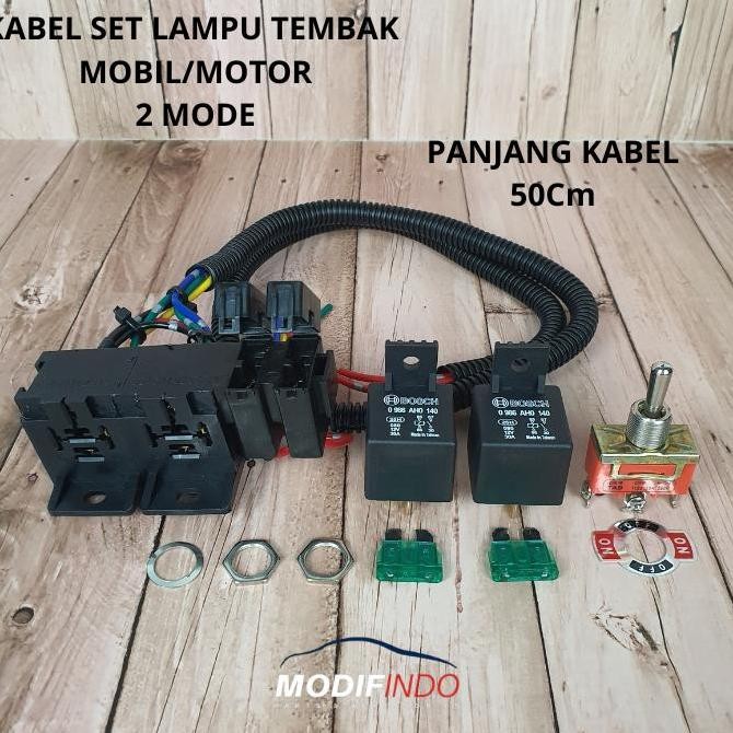 KABEL RELAY LAMPU TEMBAK LAMPU SOROT MOTOR 2 MODE HIGH / LOW RELAY BOSCH INCLUDE SWITCH ORIGINAL DAN