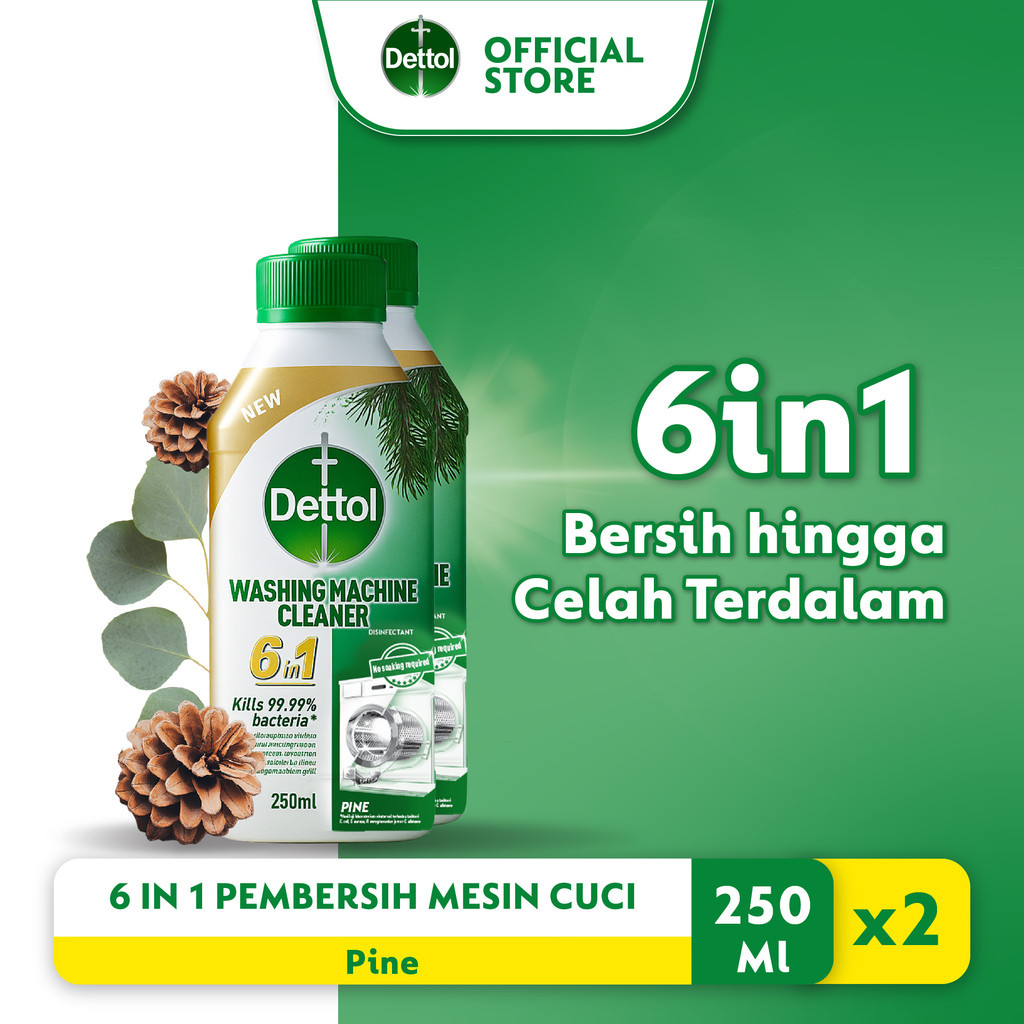 Dettol Washing Machine Cleaner Pine 250ml (2 pcs) Sabun Pembersih Mesin Cuci 6in1