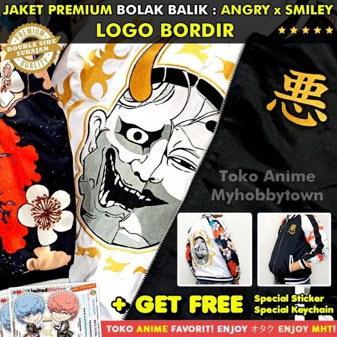 Jaket Smiley Angry Tokyo Revengers Bomber Sukajan Anime Cover Version